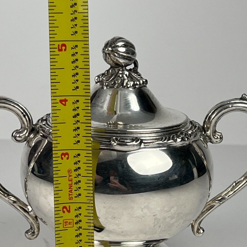 Vintage English Silver Mfg Corp Lidded Sugar Bowl Silverplate Pattern 78 USA - Picture 11 of 12